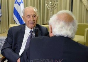 President Peres during the radio interview. Mark Neiman/GPO