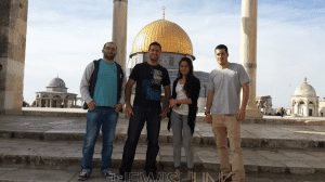 hoto: Courtesy. Description: Secular Israeli students on a recent visit to the Temple Mount.  