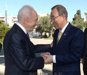 Presidet Peres Meets With Secretary General Ban Ki-moon. Credit: GPO.