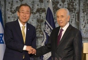 Presidet Peres Meets With Secretary General Ban Ki-moon. Credit: GPO.