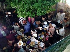 Mount Zion gathering of Jews and Muslims breaking fast together.