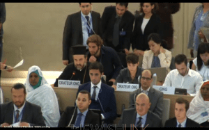 YouTube Screenshot of Father Naddaf at UN Human Rights Council on Tuesday, September 23.
