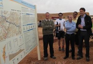 Photo: Gil Cohen-Magen /  Photo :  Israel Nature and Parks Authority Director-General Saul Goldstein at the inauguration of the new Israel Bike Trail's southern segment this week. 
