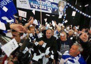 Celebrations at the Likud headquarters in Tel Aviv, March 17, 2015. (photo credit:MARC ISRAEL SELLEM/THE JERUSALEM POST)