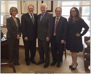 Photo L-R: Janina Montera, Ph.D., Vice Chancellor; Rabbi May; Chancellor Block; Aron Hier and Melissa Stone, SWC Campus Program Coordinator. Not pictured: Margaret Leal-Sotelo, Assistant Provost