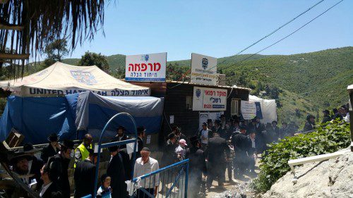 outside the Hatzalah clinic, Meron
