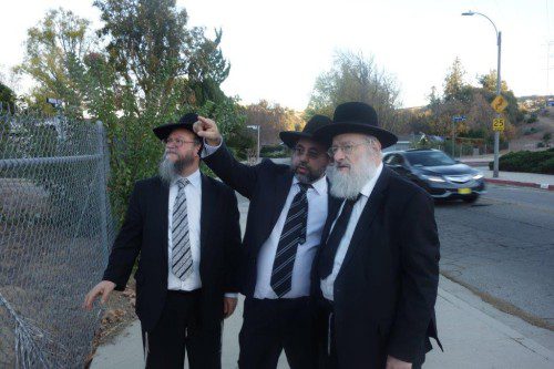 L-R Rabbis Eidlitz, Lalezarian and Heinemann out in the field